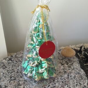 Vintage Green and Gold Holiday Tree Candle